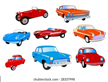 collection of retro cars