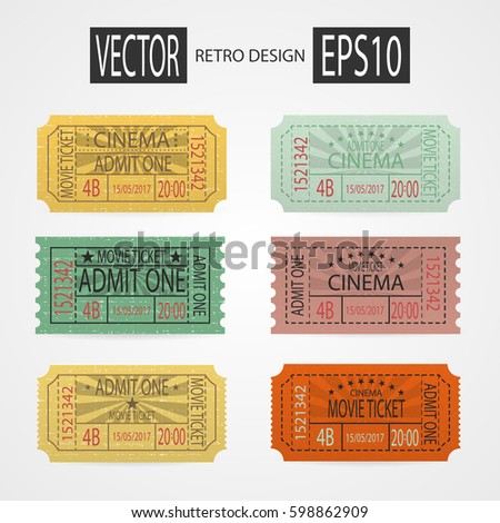 collection retro cinema ticket designer vector stock vector royalty ticket designer
