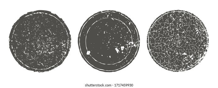 Collection retro circle shapes. Element stamp grunge texture to create distressed effect. Set Best for sale sticker, price label, quality sign, shape. Vintage grung postal stamps and postmarks.