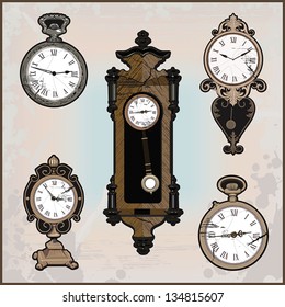collection of retro clocks