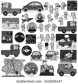 Collection of Retro Comic Army Man - Set of Concepts Vector illustrations