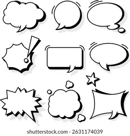 Collection of Retro Comic Speech Bubbles and Text Boxes Perfect for Pop Art Design