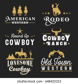 Collection Retro Cowboy Labels Badges Vector Stock Vector (Royalty Free ...