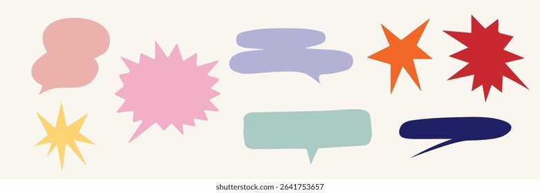Collection of retro futuristic icons and stickers, pastel Set of stars in shape. Abstract sign design with cool glitter effect. Templates for design, posters, projects, banners	
