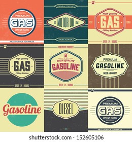 Collection of Retro Gasoline Signs / Motor Oil / Vintage Background