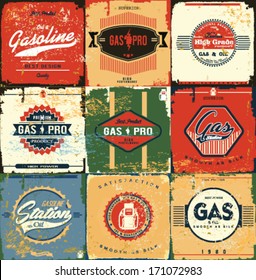 Collection of Retro Gasoline Signs / Motor Oil / Vintage Background