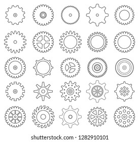 Collection of retro gear icon. Vector vintage transmission cogwheels and gears. Can be used for industrial, technical, mechanical and steampunk design. EPS8 