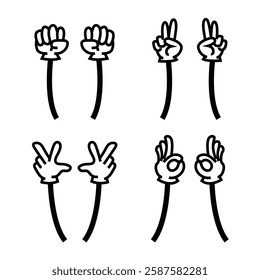 Collection of retro hands cartoon and comic illustration vector