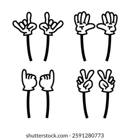 Collection of retro hands cartoon and comic illustration sticker