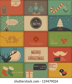 Collection of retro Holidays cards. Vector Illustration.