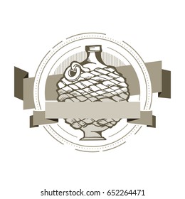 Collection of retro labels, emblems, badges and design elements. Vintage style. Bottles
