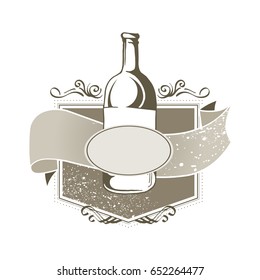 Collection of retro labels, emblems, badges and design elements. Vintage style. Bottles