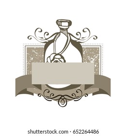 Collection of retro labels, emblems, badges and design elements. Vintage style. Bottles