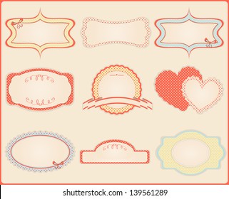 Collection of retro labels and tags. Each label is on a separate layer. Vector illustration.