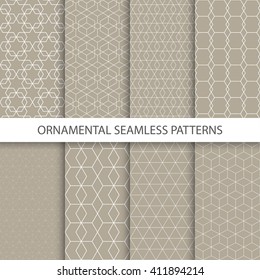 Collection of retro ornamental patterns. Vector seamless patterns for your design and ideas.