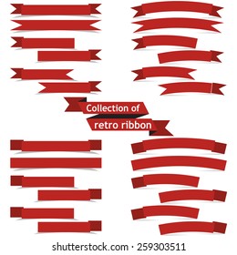 Collection of retro ribbons on white background vector illustration