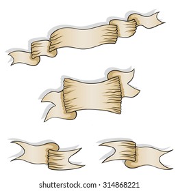 Collection of retro ribbons for text - hand style. Vintage collection of old tapes - vector elements.