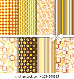 Collection of Retro seamless patterns  from the 50s and 60s. Seamless Vintage background. Vector illustration