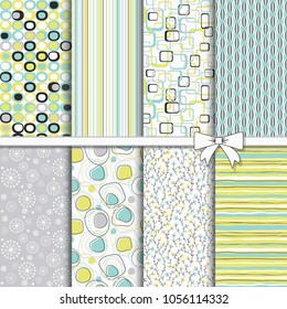 Collection of Retro seamless patterns from the 50s and 60s. Seamless abstract Vintage background. Vector illustration