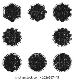 Collection retro shapes. Elements grunge texture to create distressed effect. Best for sale sticker, price label, quality sign. Vintage postal stamps and postmarks.