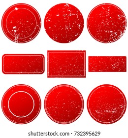 Collection retro shapes. Elements grunge texture to create distressed effect. Best for sale sticker, price label, quality sign. Vintage postal stamps and postmarks.