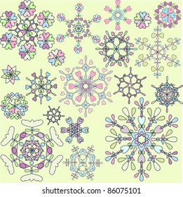 Collection of retro snowflakes