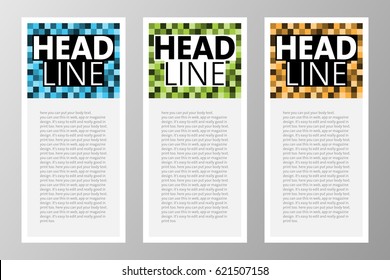 Collection of retro square blocks, pixels text box for web, app, magazine... etc. Vector Template.