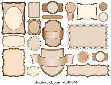 collection of retro style vector banners, labels, frames.