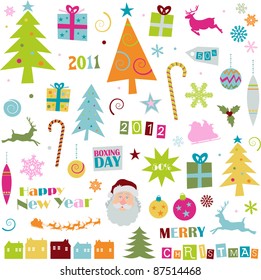 Collection of retro stylized Christmas elements