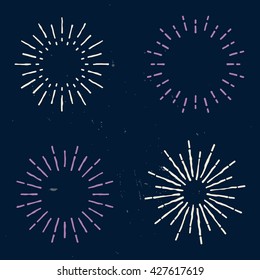 collection of retro sunbursts, vintage style. Old-fashioned light rays, vector stock
