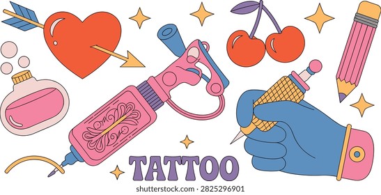Collection retro tattoo parlor