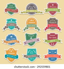 Collection of retro vintage colorful design labels and ribbon/sticker-premium quality,vector