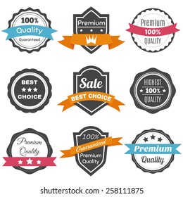 Collection of retro vintage labels. Best choice, premium quality vector badges. Vector illustration