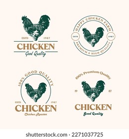 Collection of retro and vintage style chicken roaster logos