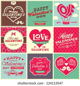 Collection of retro vintage styled valentineÃ¢Â?Â?s day design elements with typography and calligraphy