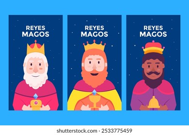 coleção reyes magos design de ilustração de banner vertical