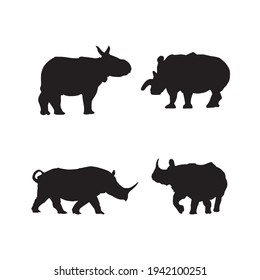 collection of rhino animal silhouettes