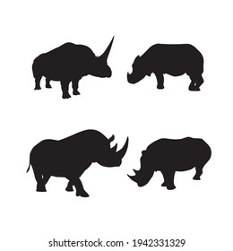 collection of rhino animal silhouettes