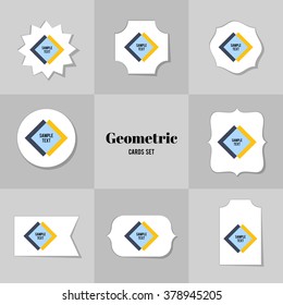 Collection of Rhombus and square shape cards, notes, stickers, labels, tags. Template for scrapbooking, wrapping, notebooks