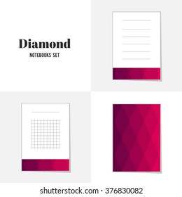 Collection Rhombus and square shape notebooks, stickers, labels, tags. Template for scrapbooking, wrapping, notebooks