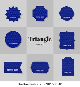 Collection Rhombus and Triangle shape cards, notes, stickers, labels, tags. Template for scrapbooking, wrapping, notebooks