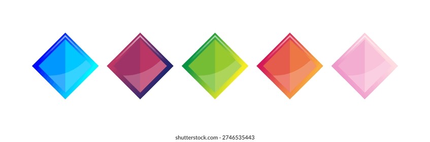 a collection of rhombus vector designs with different gradients from each other. rhombus shape with blue, purple, green, orange and pink gradients