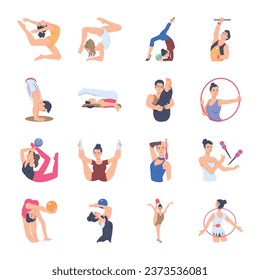 Colección de caracteres planos de gimnasia rítmica 

