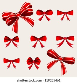 Collection of ribbon bows in vector