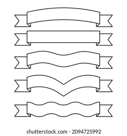 Collection Ribbon Frames. Ribbons in different shapes. Classic style. Memphis style, templates,  space for text. Use for social media publications. Flat style in vector illustration. 