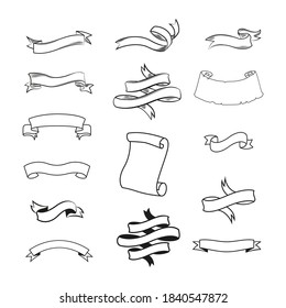 Collection of ribbons. Cut-out banners of various shapes. Vector illustration.
