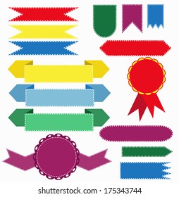 collection of ribbons and labels