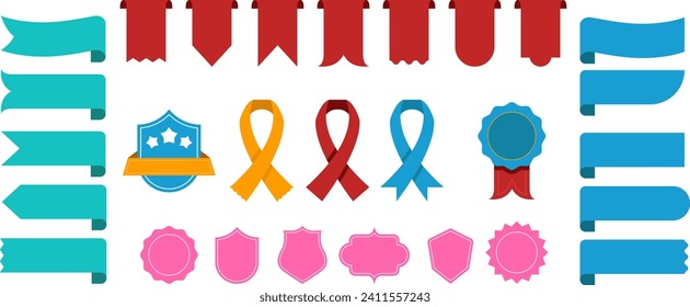 A collection of ribbons and a collection of templates for logos for various business and celebration purposes that are attractive and easy to use
