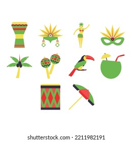 collection of rio carnival icon vector