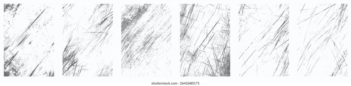 Collection of ripped and aged paper backgrounds with torn photo cards, grunge overlays, grain textures, and distressed frame effects for vintage design	
